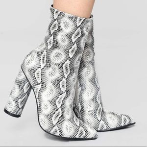 Snakeskin Bootie Heels